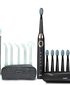 AGARO Cosmic Max Sonic Toothbrush Black & Ultra Travel Portable Oral Irigator 180 ML Black, Combo